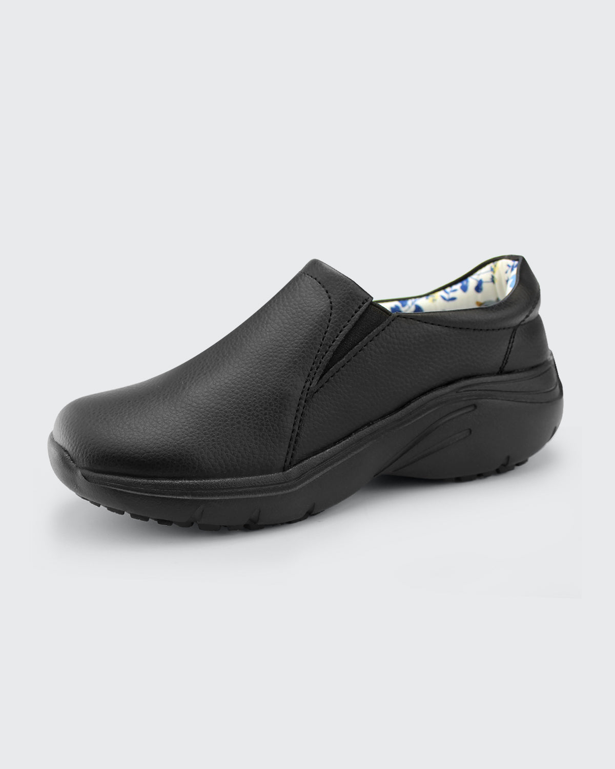 Hawkwell Women's Nurse Shoes-Casey Black Flower - Main Image