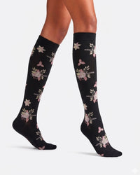 Compression Socks - Velvita Flower Grey/Black
