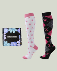 Compression Socks - Velvita Black Pink/White Pink