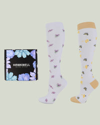 Compression Socks - Velvita Purple Flowers/Bees