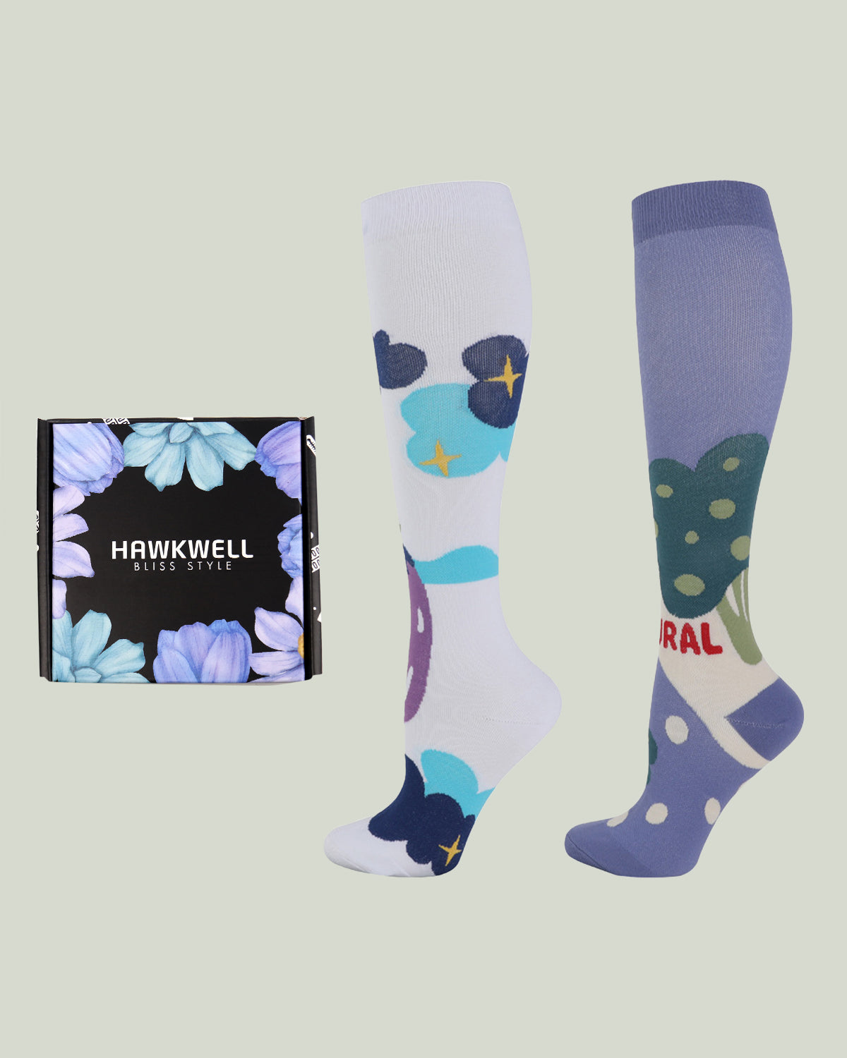 Compression Socks - Velvita White/Purple