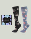 Compression Socks - Velvita Flower Grey/Black