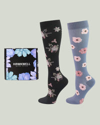 Compression Socks - Velvita Flower Grey/Black