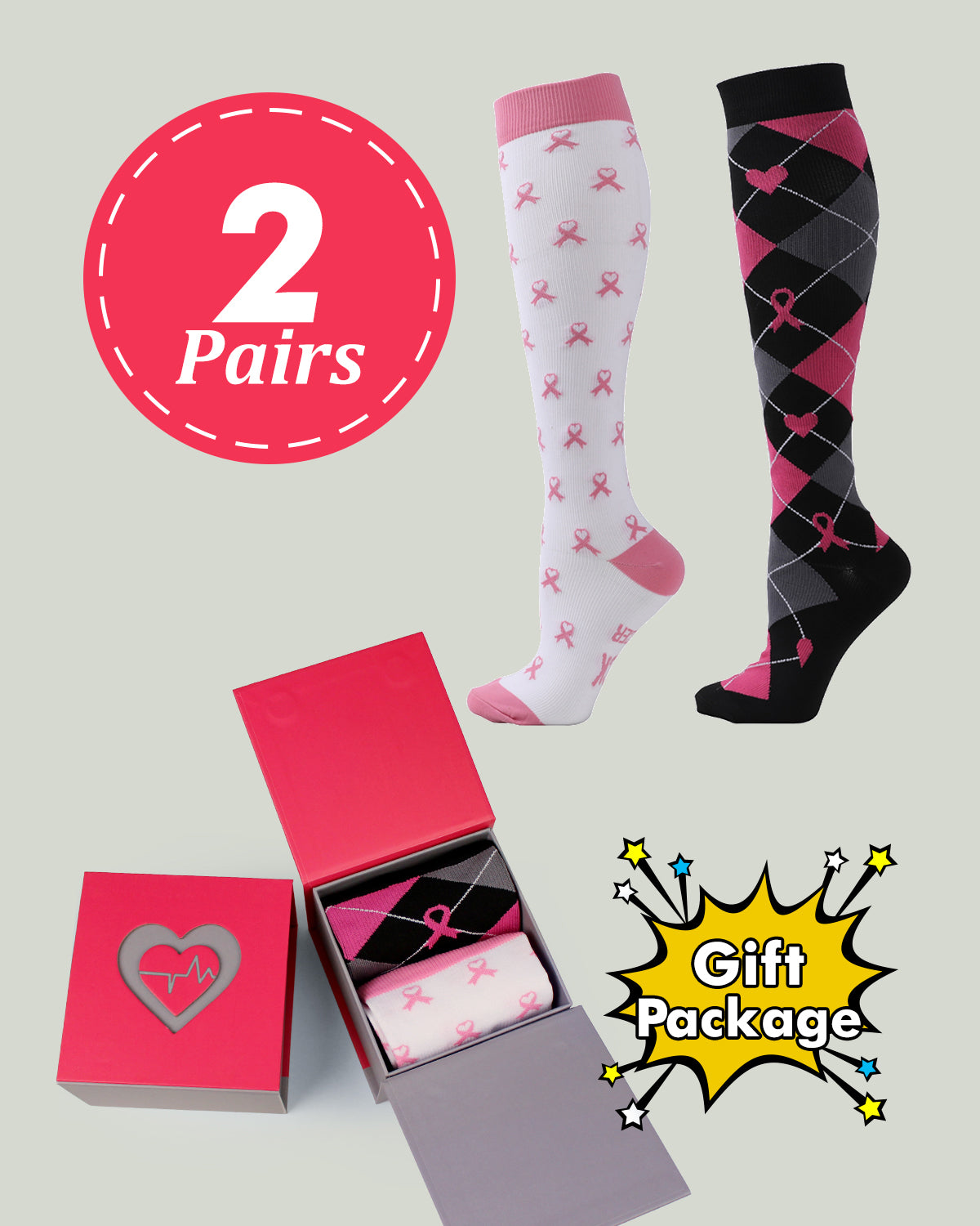 Hawkwell Pro Women's Compression Socks - Caliva Black/White Pink