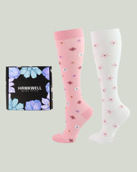 Compression Socks - Velvita White/Pink