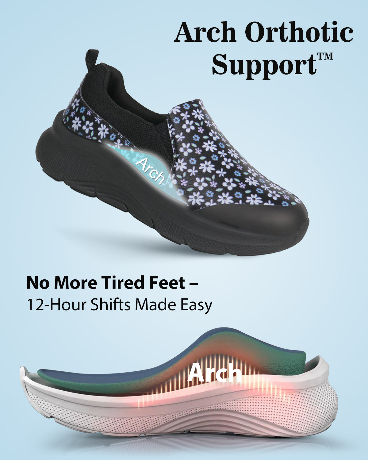 Hawkwell Women's Arch Support Nurse Shoes-Gloffy White